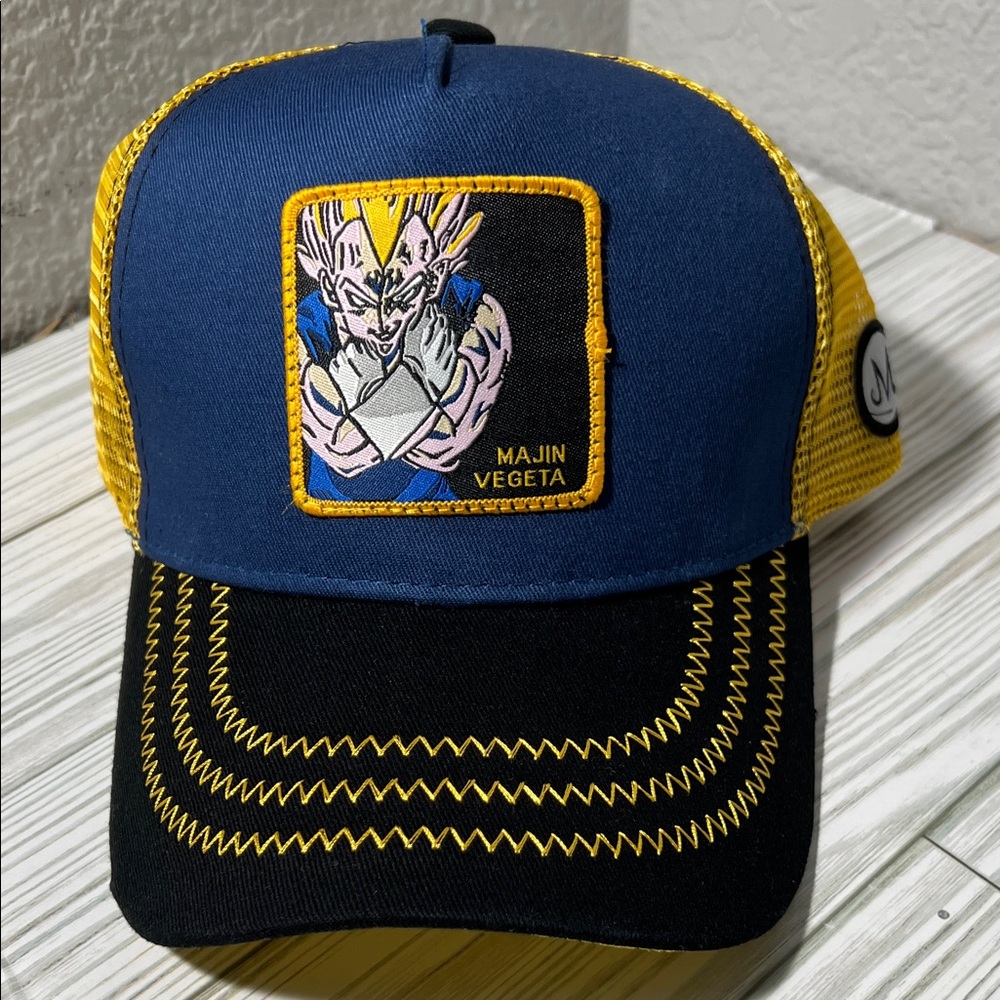 Majin Vegeta Dragon Ball Z Trucker Cap‎ hat SnapBack navy yellow one size